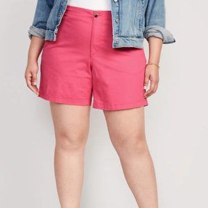 Old Navy XL Women's Pink High-Waisted Pull-On Chino Shorts with 5-in inseam NWT